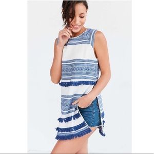 Ecote Urban Outfitters Blue & White Tunic w/Tassel